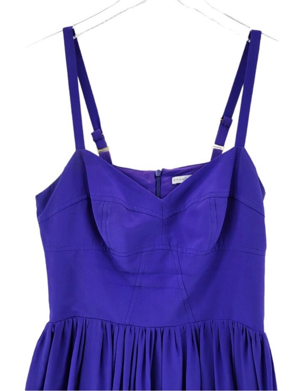 Amanda Uprichard-Revolve-Mimosa Royal Irrgdescant Blue Silk Mini Dress - Picture 3 of 6